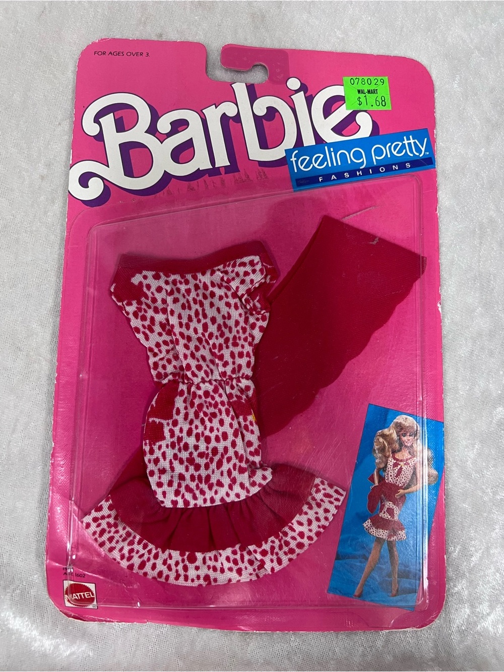New Vtg Barbie Mattel 1988 Red White Polka Dot Dress set fashion #1509